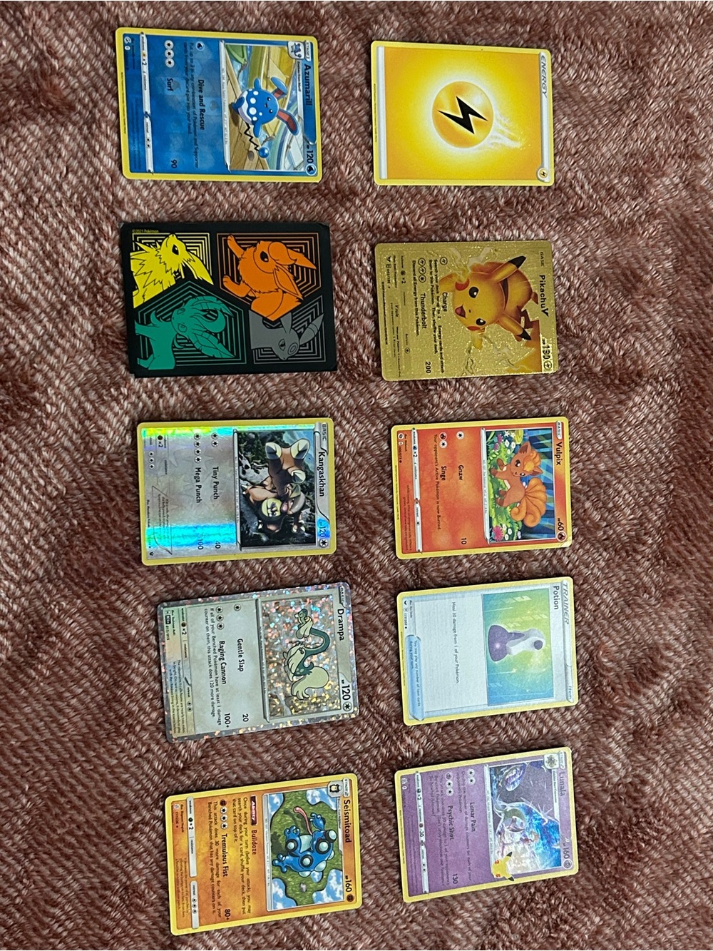 Pokemon Assorted Collectible Cards with Gold Holo and Multicolor Art